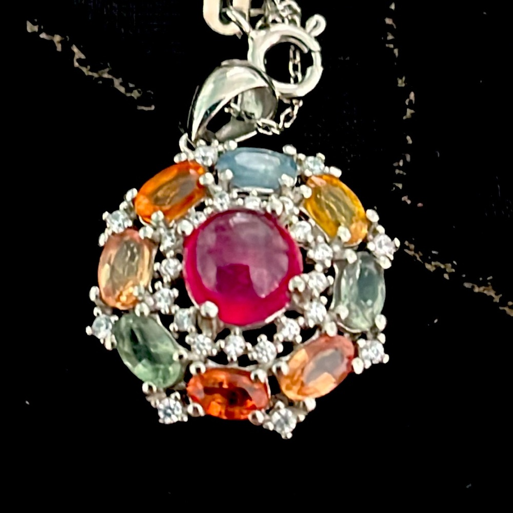 Genuine Sapphire Ruby 14KGP Necklace